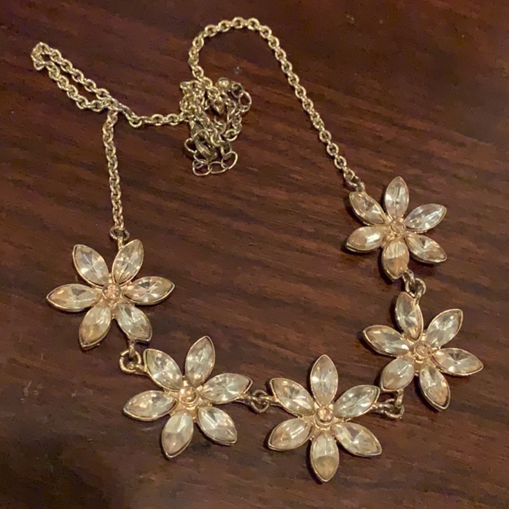 Flower Jewel Statement Necklace